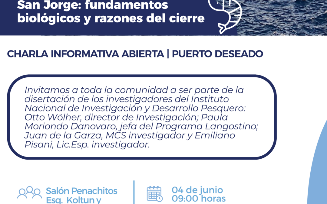 Puerto Deseado recibe a especialistas del INIDEP para una charla abierta sobre el langostino en el Golfo San Jorge